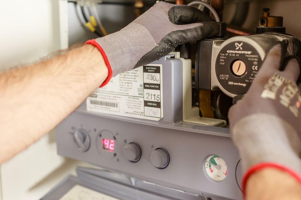 Commercial water heater serviced in a Sacramento building mechanical room
